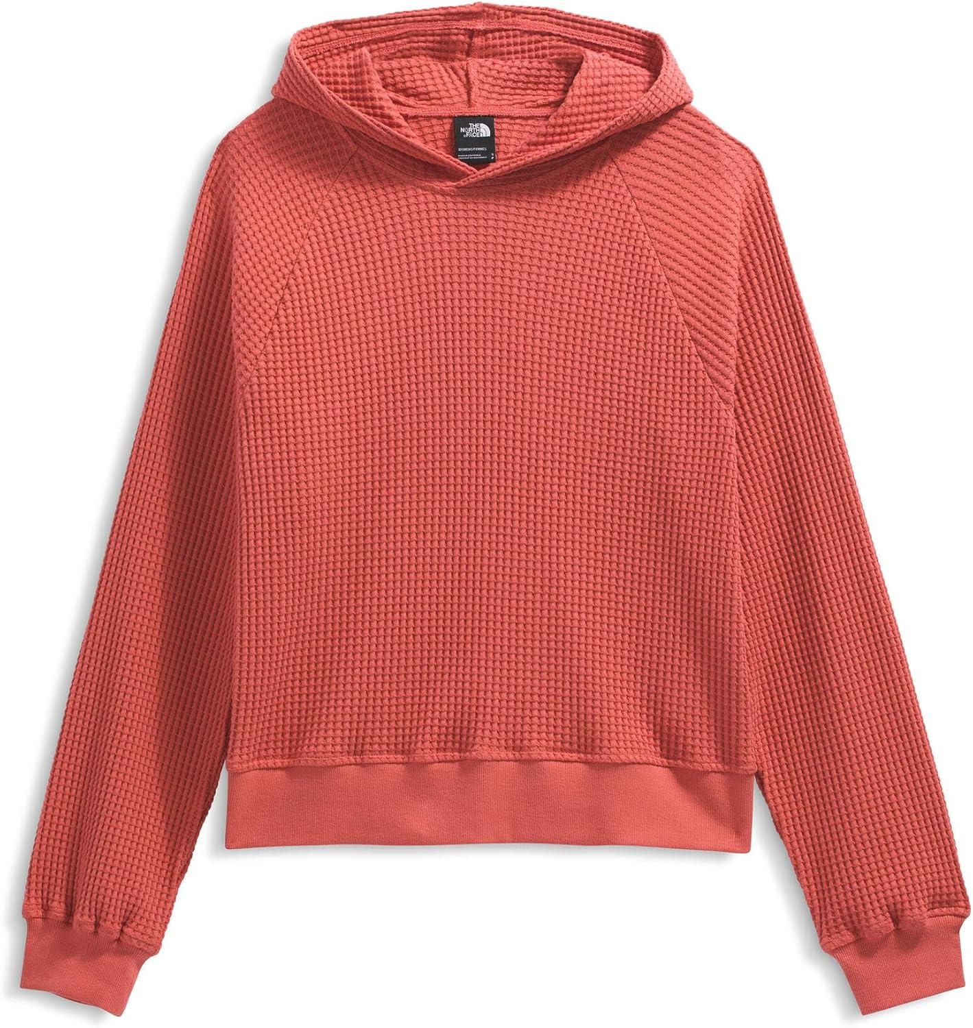 imageTHE NORTH FACE womens Chabot Hoodie 2 Piece Hood With Front Overlap Rib Knit Cuffs ampamp Hem Raglan Sleeves ampamp Logo Flag LabelMars Dust