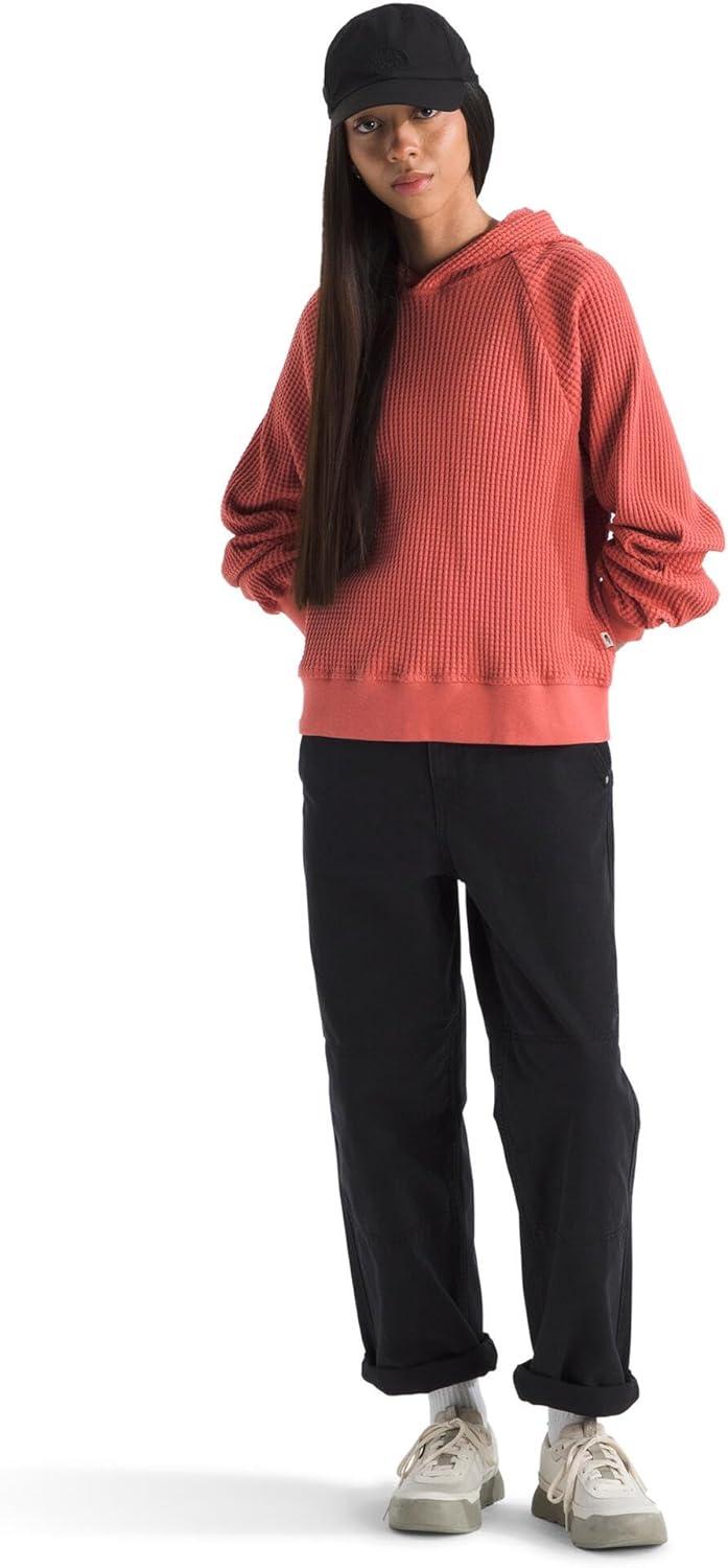 imageTHE NORTH FACE womens Chabot Hoodie 2 Piece Hood With Front Overlap Rib Knit Cuffs ampamp Hem Raglan Sleeves ampamp Logo Flag LabelMars Dust