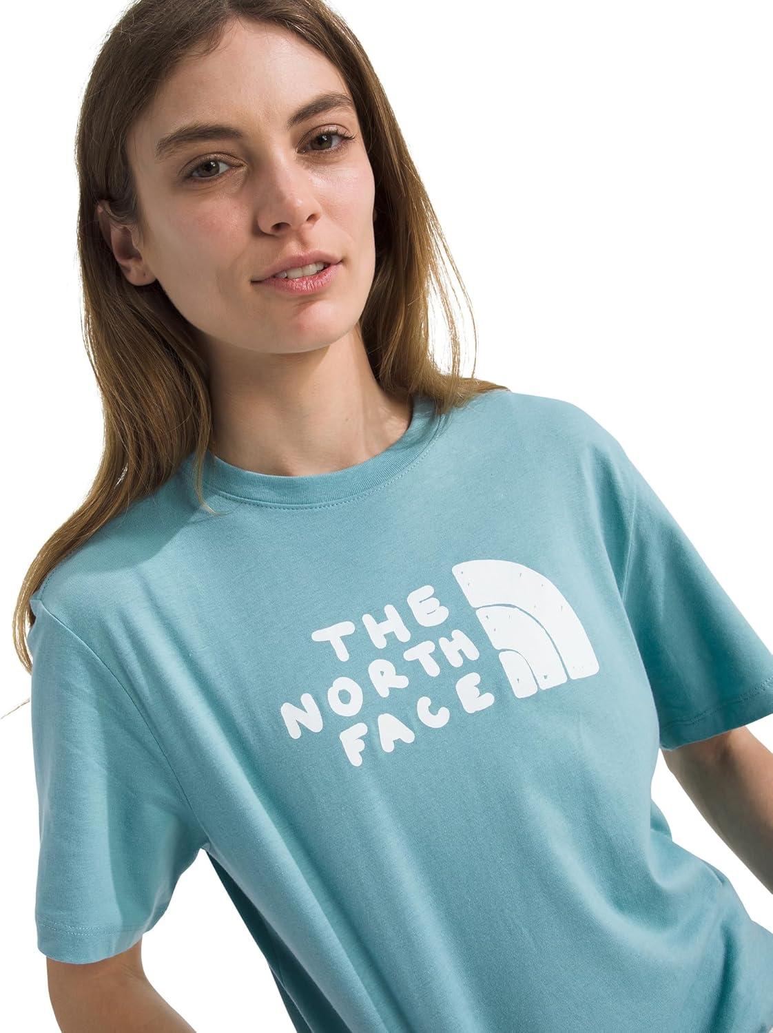 imageThe North FACE Womens Evolution Sketch Logo Half Dome ShortSleeve Tee Regular Fit Cotton Shirt with Logo GraphicBlue Eclipse