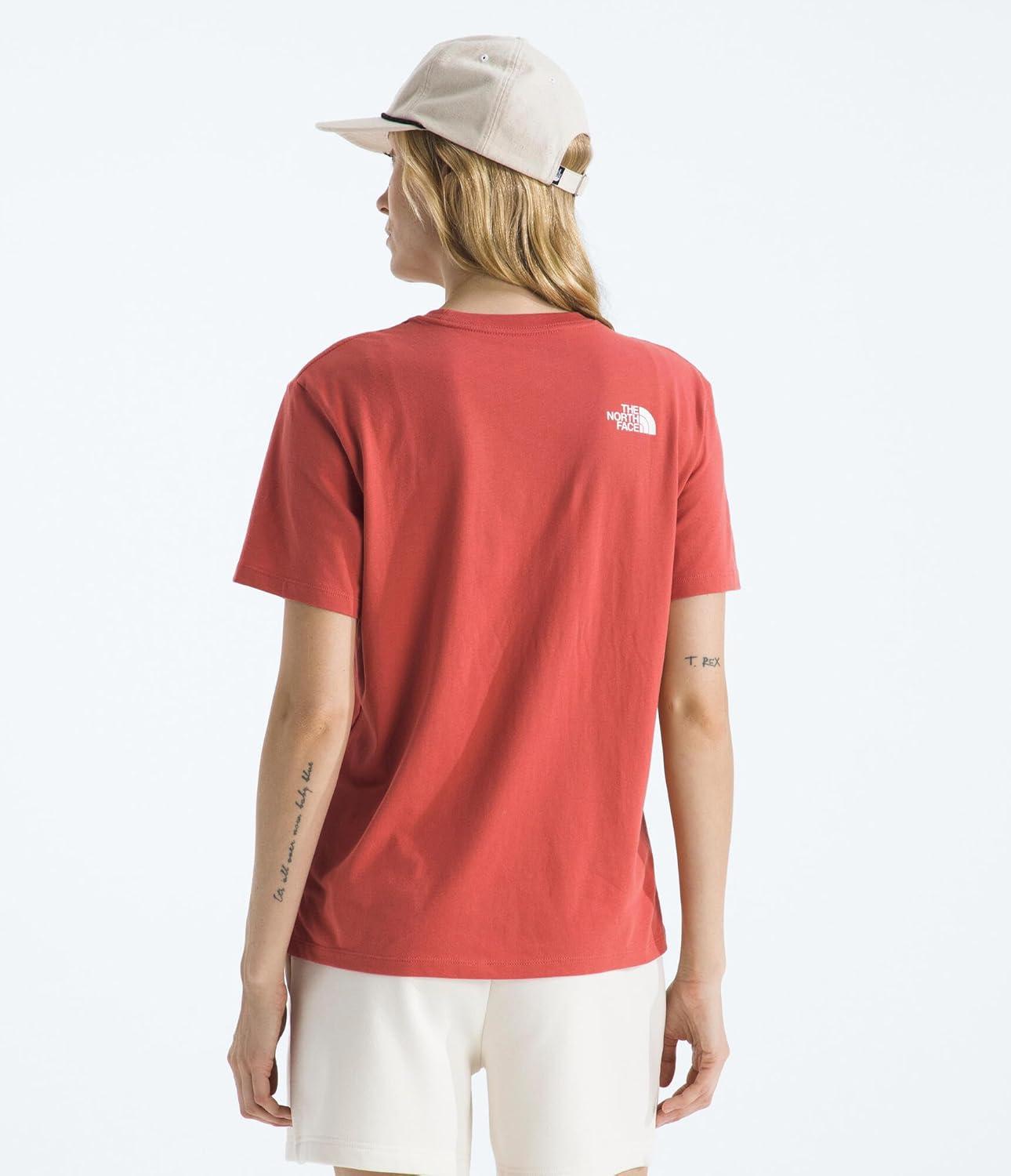 imageThe North FACE Womens Evolution Sketch Logo Half Dome ShortSleeve Tee Regular Fit Cotton Shirt with Logo GraphicMars Dust