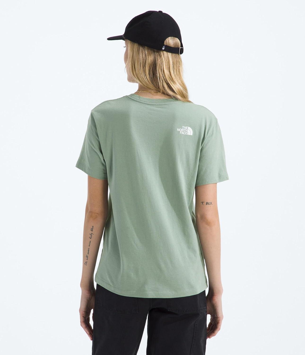 imageThe North FACE Womens Evolution Sketch Logo Half Dome ShortSleeve Tee Regular Fit Cotton Shirt with Logo GraphicSlate Moss