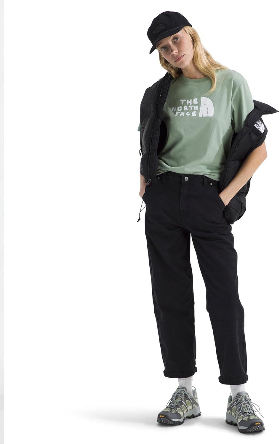 imageThe North FACE Womens Evolution Sketch Logo Half Dome ShortSleeve Tee Regular Fit Cotton Shirt with Logo GraphicSlate Moss