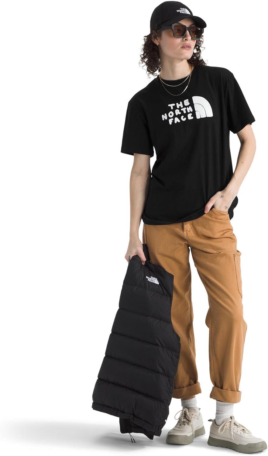 imageThe North FACE Womens Evolution Sketch Logo Half Dome ShortSleeve Tee Regular Fit Cotton Shirt with Logo GraphicTnf Black