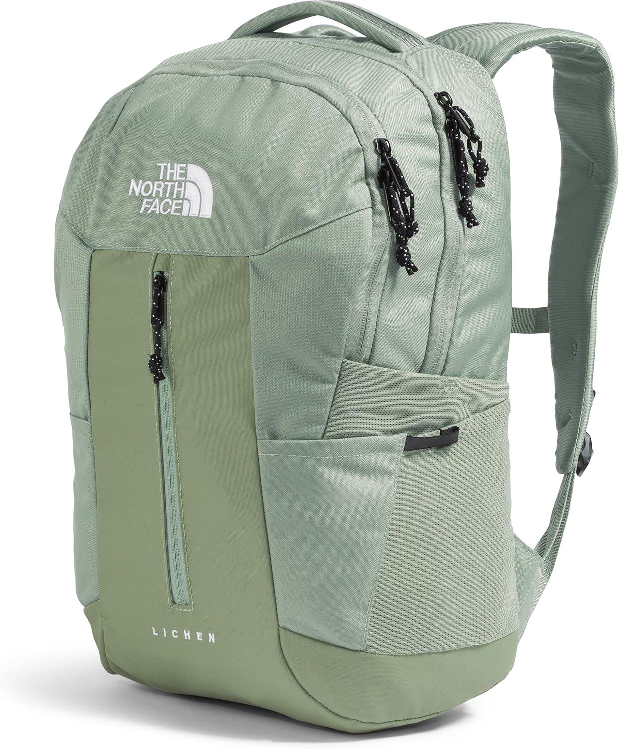imageThe North Face Lichen Daypack Everyday Commuter Backpack 16quot Laptop Sleeve Water Bottle Pockets Center Front Vertical Zipper Pouch Mars Dust Dark HeatherMars Dust One SizeBark MistSlate Moss