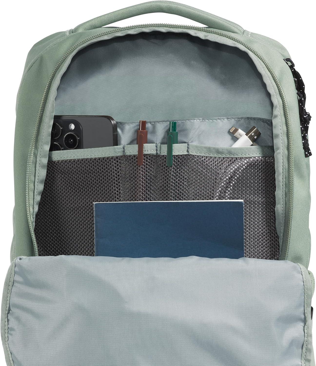 imageThe North Face Lichen Daypack Everyday Commuter Backpack 16quot Laptop Sleeve Water Bottle Pockets Center Front Vertical Zipper Pouch Mars Dust Dark HeatherMars Dust One SizeBark MistSlate Moss