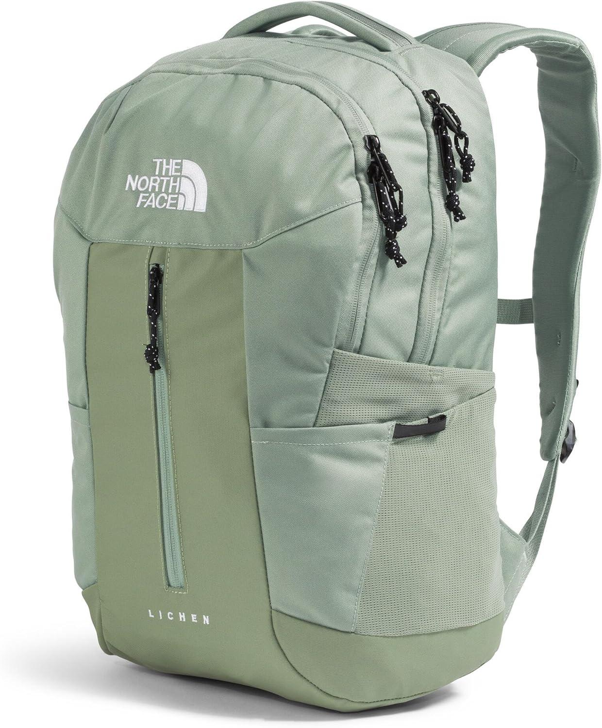 imageThe North Face Lichen Daypack Everyday Commuter Backpack 16quot Laptop Sleeve Water Bottle Pockets Center Front Vertical Zipper Pouch Mars Dust Dark HeatherMars Dust One SizeBark MistSlate Moss