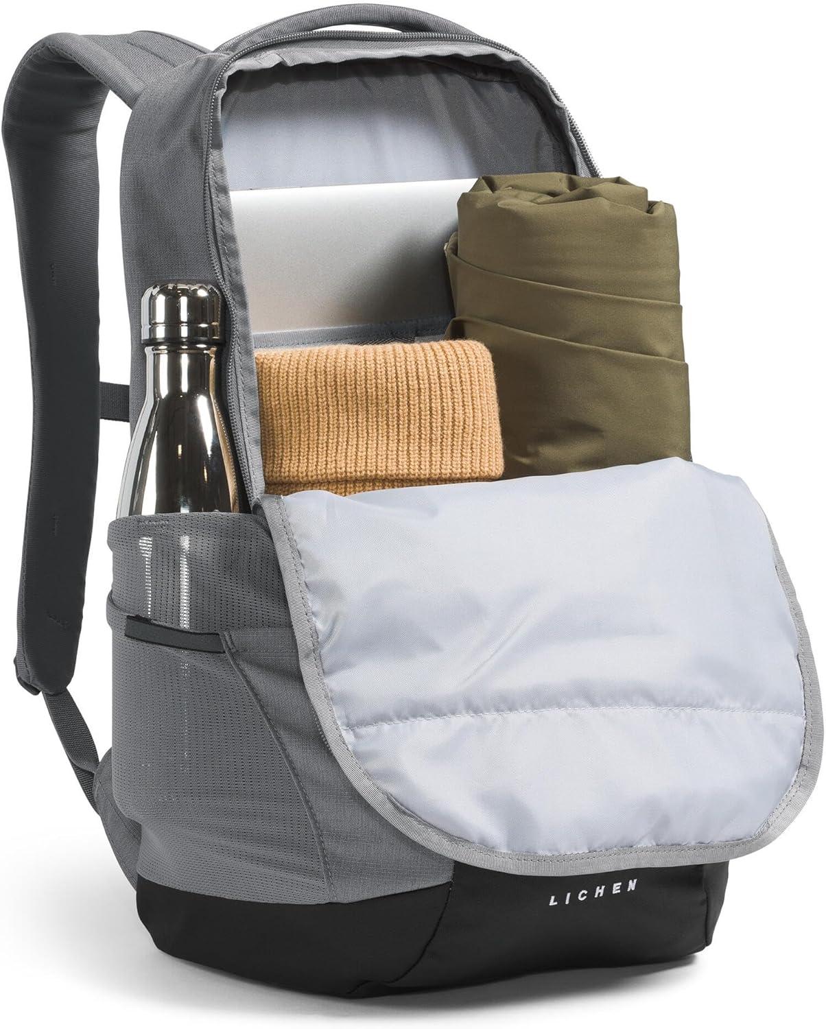 imageThe North Face Lichen Daypack Everyday Commuter Backpack 16quot Laptop Sleeve Water Bottle Pockets Center Front Vertical Zipper Pouch Mars Dust Dark HeatherMars Dust One SizeSmoked Pearl Dark HeatherTnf Black