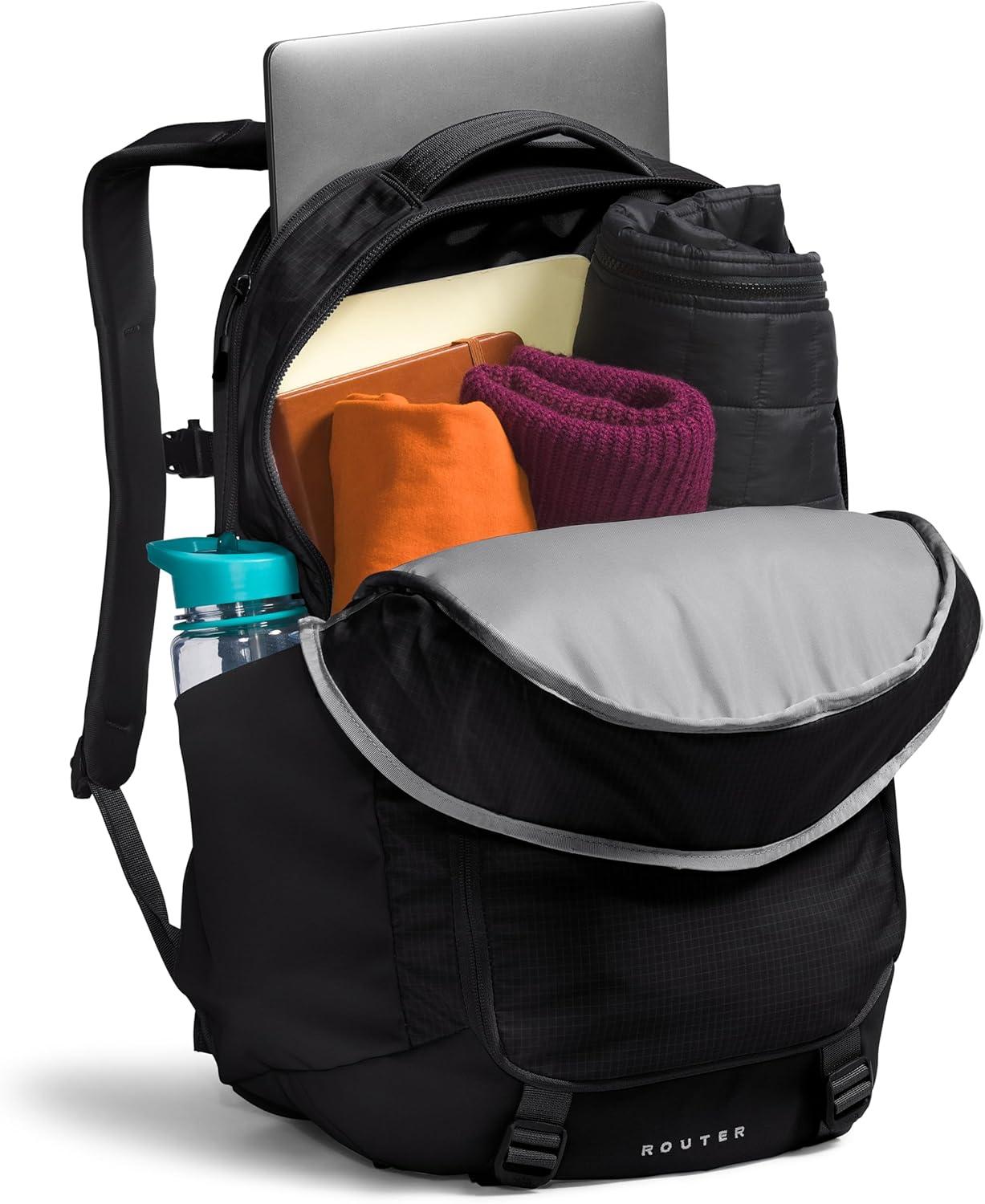 imageThe North Face Router Everyday Laptop Backpack Daypack with Water Repellent Finish 17quot Laptop Sleeve Reflective Details Asphalt Grey Light HeatherTNF BlackNPF One SizeTnf BlackTnf Blacknpf