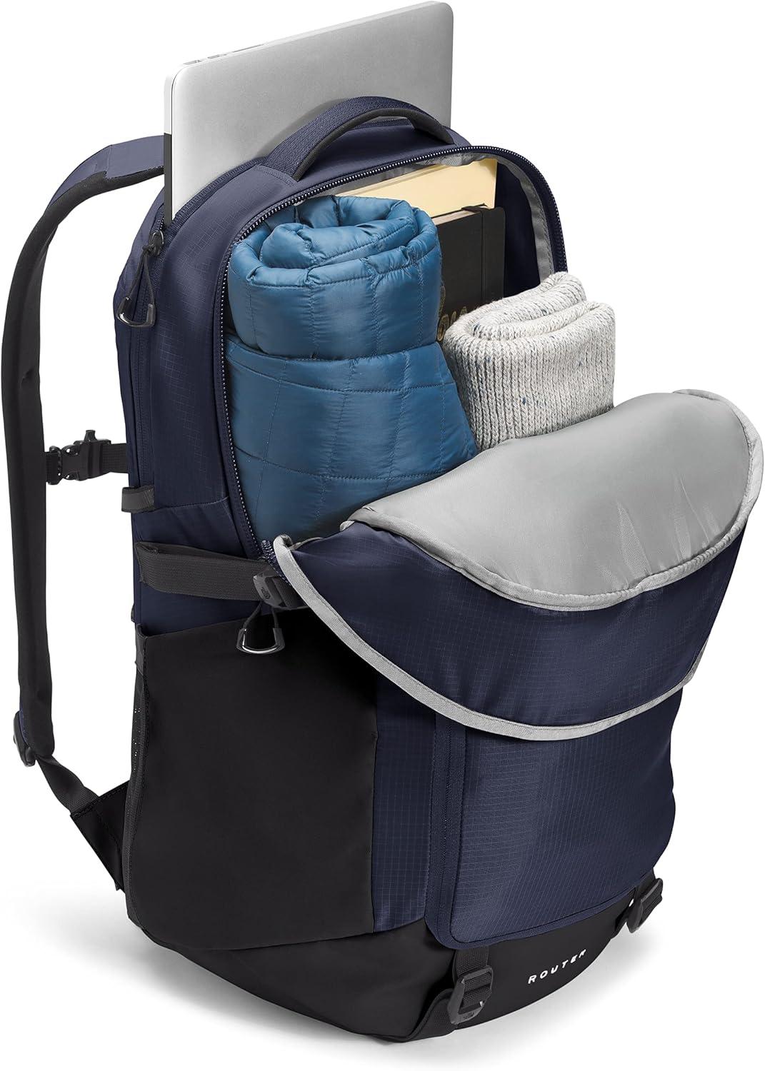 imageThe North Face Router Everyday Laptop Backpack Daypack with Water Repellent Finish 17quot Laptop Sleeve Reflective Details Asphalt Grey Light HeatherTNF BlackNPF One SizeTnf NavyTnf Black