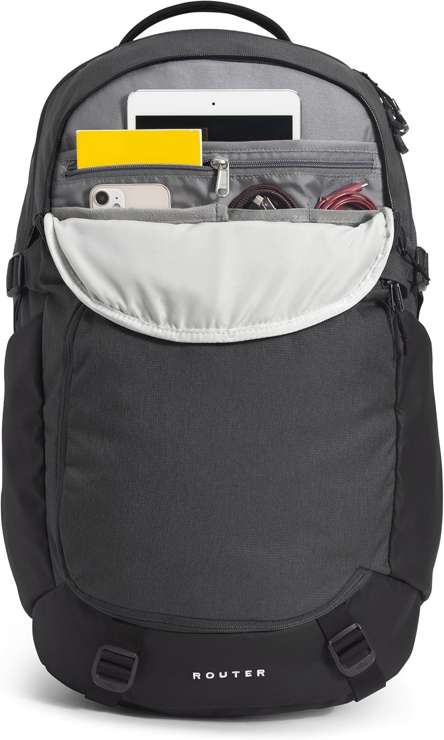 imageThe North Face Router Everyday Laptop Backpack Daypack with Water Repellent Finish 17quot Laptop Sleeve Reflective Details Asphalt Grey Light HeatherTNF BlackNPF One SizeAsphalt Grey Light HeatherTnf Blacknpf