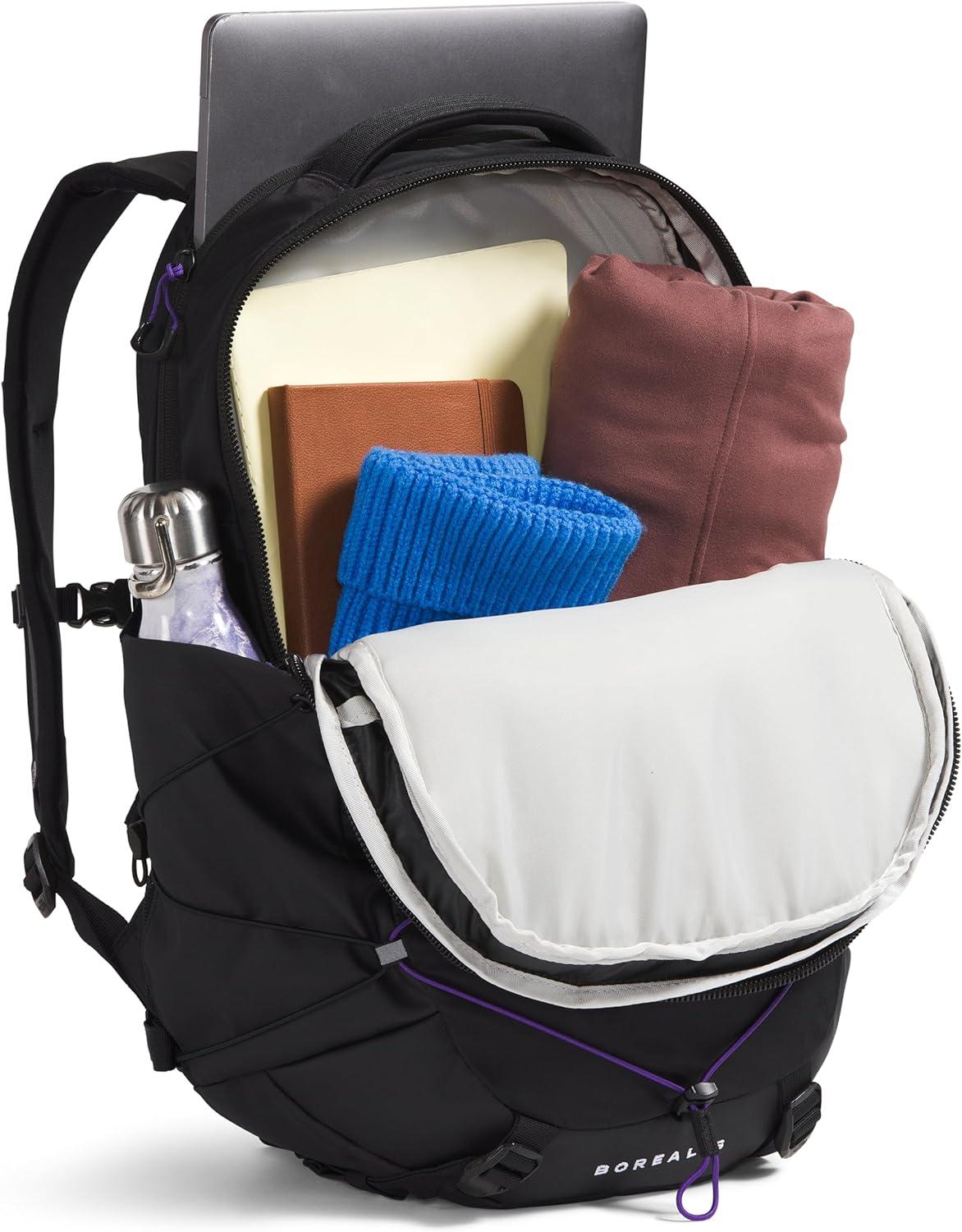 imageThe North Face Womens Borealis Commuter Laptop Backpack Everyday Travel Bag with 16quot Laptop Sleeve WomenSpecific Fit Reflective Details TNF BlackTNF WhiteNPF One SizeTnf BlackPeak Purple