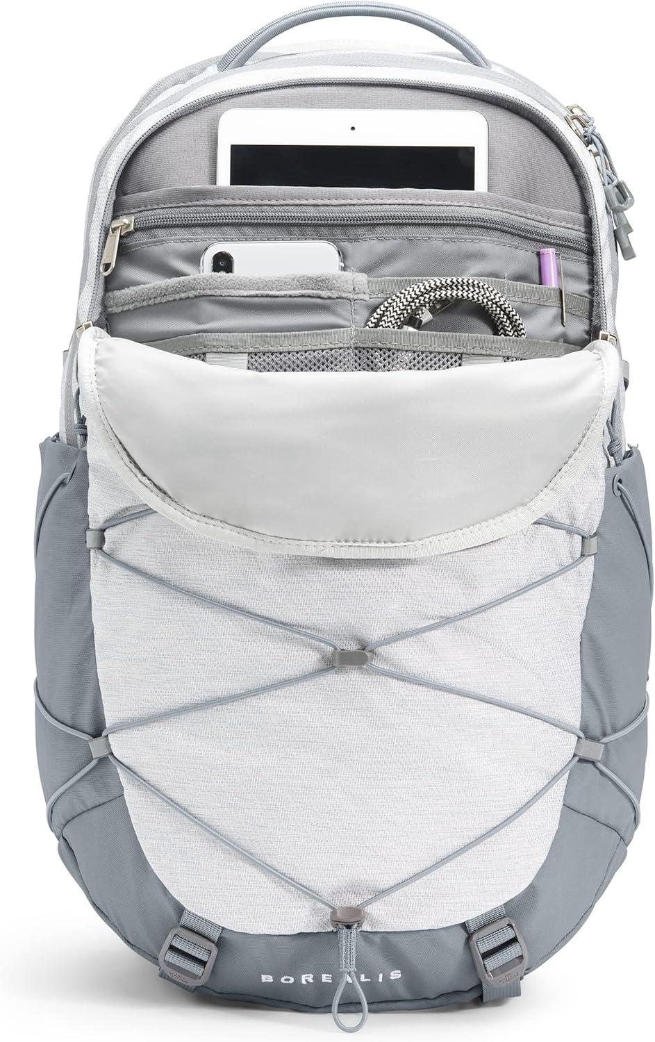 imageThe North Face Womens Borealis Commuter Laptop Backpack Everyday Travel Bag with 16quot Laptop Sleeve WomenSpecific Fit Reflective Details TNF BlackTNF WhiteNPF One SizeTnf White Metallic MlangeMid Grey