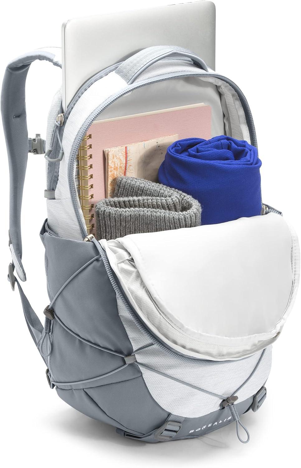 imageThe North Face Womens Borealis Commuter Laptop Backpack Everyday Travel Bag with 16quot Laptop Sleeve WomenSpecific Fit Reflective Details TNF BlackTNF WhiteNPF One SizeTnf White Metallic MlangeMid Grey