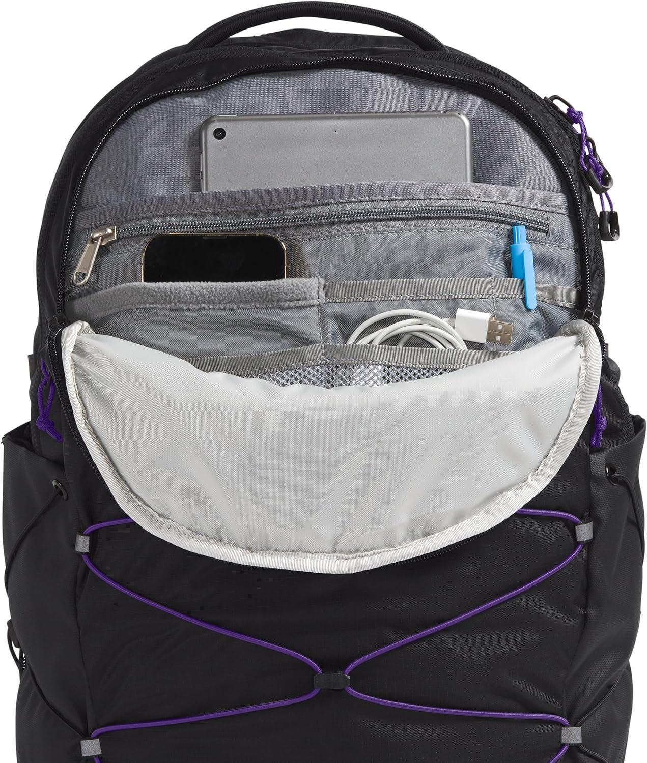imageThe North Face Womens Borealis Commuter Laptop Backpack Everyday Travel Bag with 16quot Laptop Sleeve WomenSpecific Fit Reflective Details TNF BlackTNF WhiteNPF One SizeTnf BlackPeak Purple