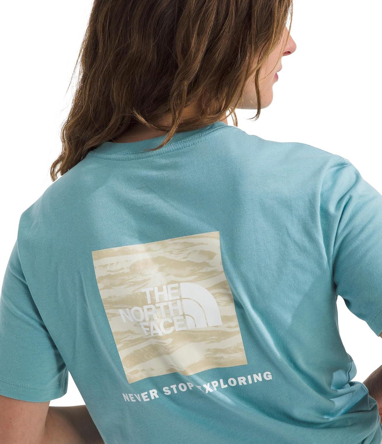 imageThe North Face Womens Evolution Edge of Light Box NSE ShortSleeve Tee Regular Fit Cotton Shirt with Logo GraphicBlue Eclipse