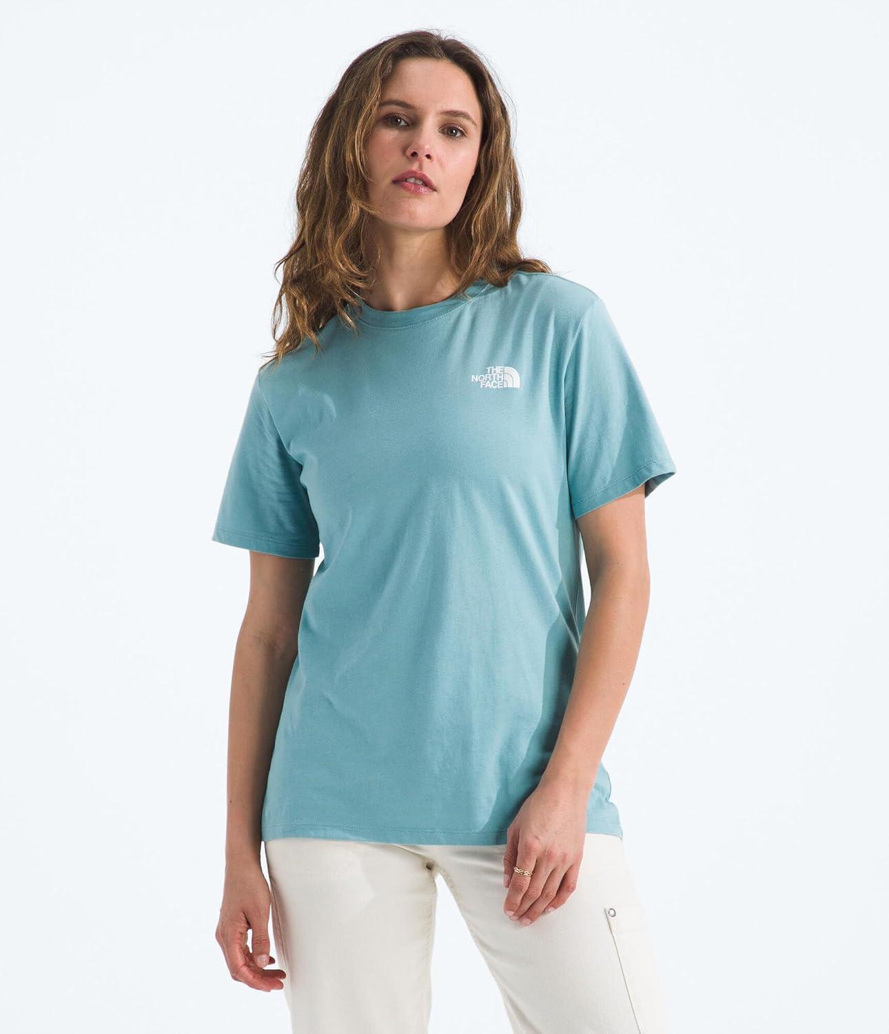 imageThe North Face Womens Evolution Edge of Light Box NSE ShortSleeve Tee Regular Fit Cotton Shirt with Logo GraphicBlue Eclipse