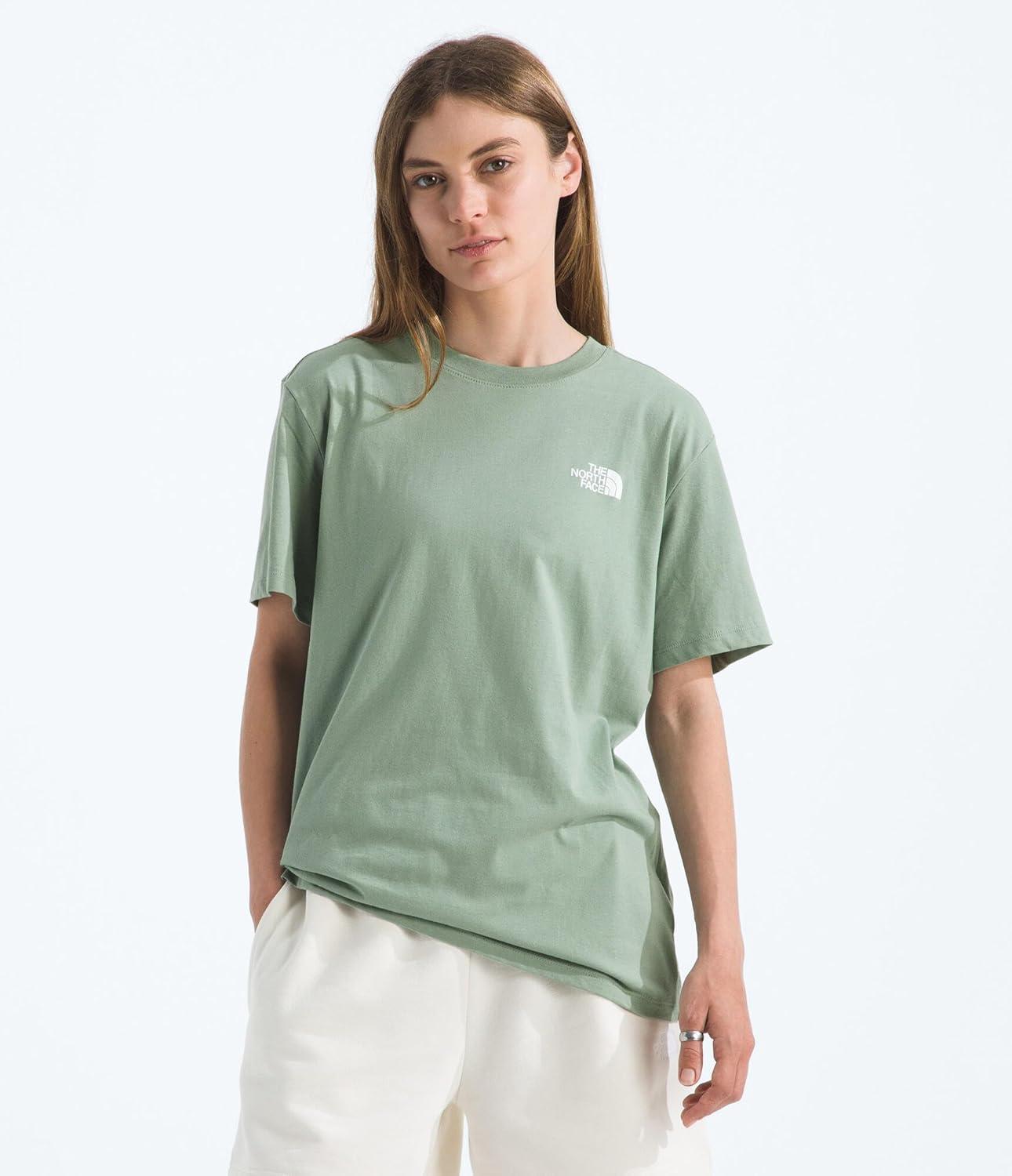 imageThe North Face Womens Evolution Edge of Light Box NSE ShortSleeve Tee Regular Fit Cotton Shirt with Logo GraphicSlate Moss