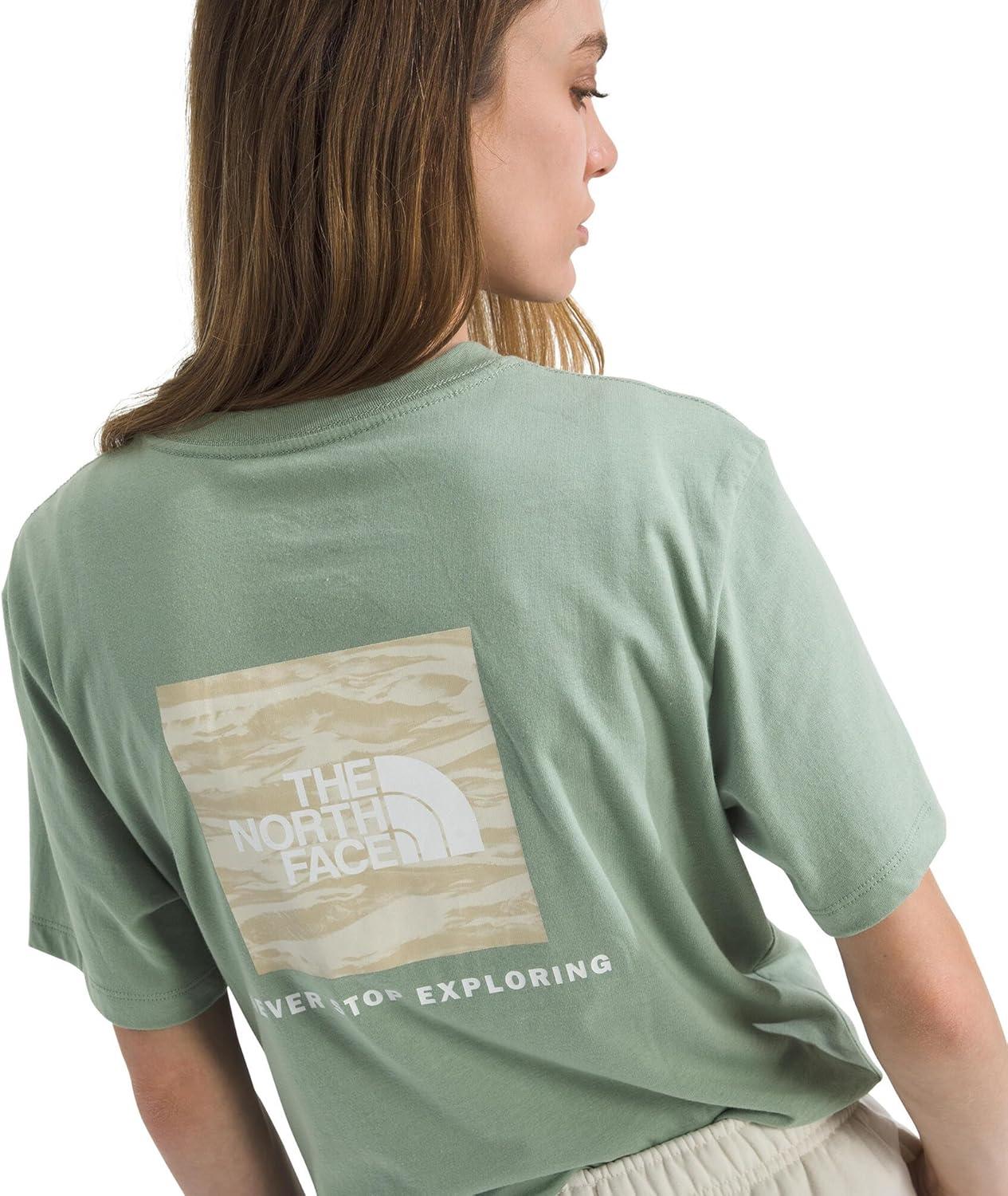 imageThe North Face Womens Evolution Edge of Light Box NSE ShortSleeve Tee Regular Fit Cotton Shirt with Logo GraphicSlate Moss