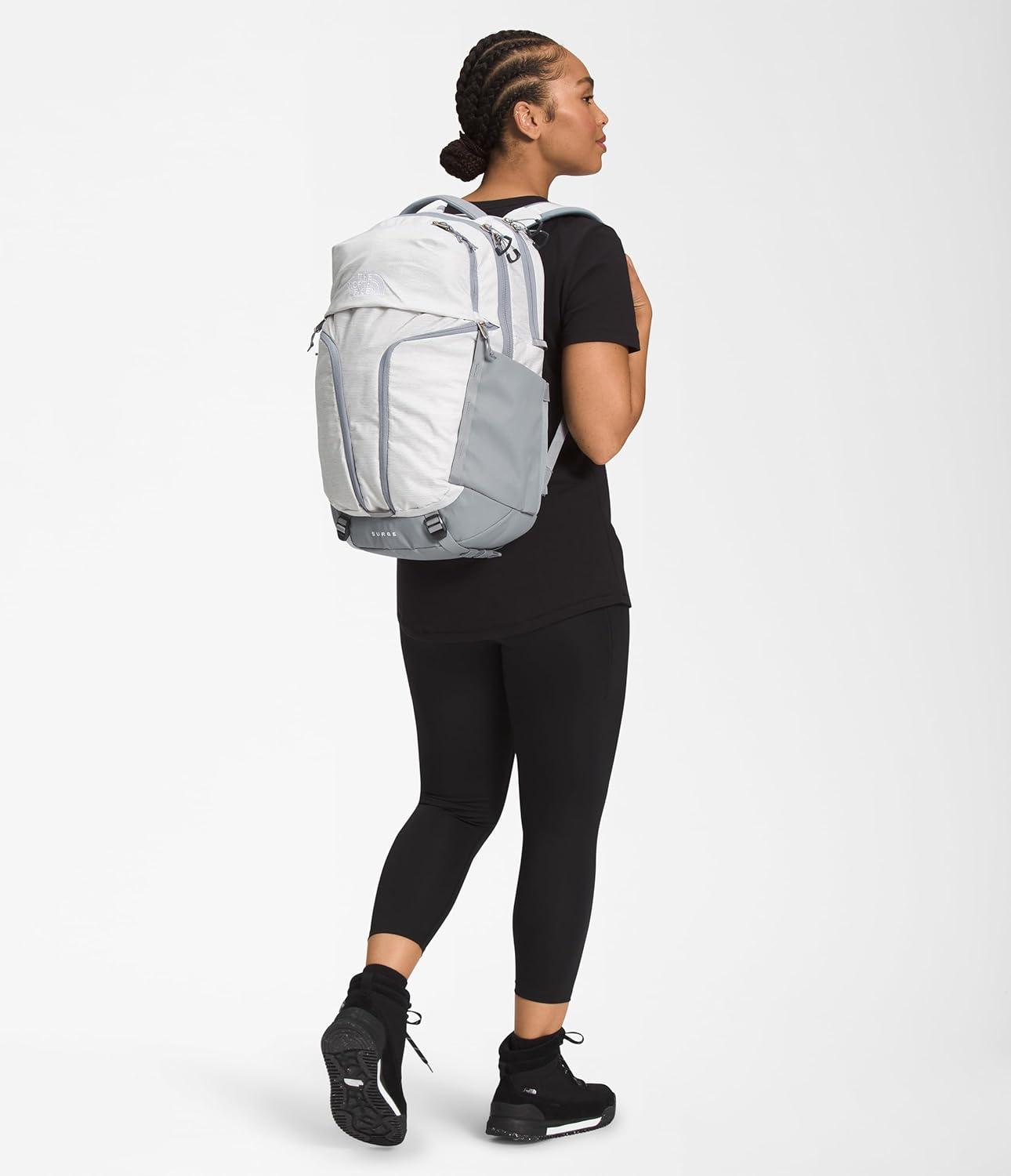 imageThe North Face Womens Surge Commuter Laptop Backpack Everyday Travel Bag with 16quot Laptop Sleeve WaterRepellent Finish WomenSpecific Fit TNF BlackTNF BlackNPF One SizeTnf White Metallic MlangeMid Greynpf