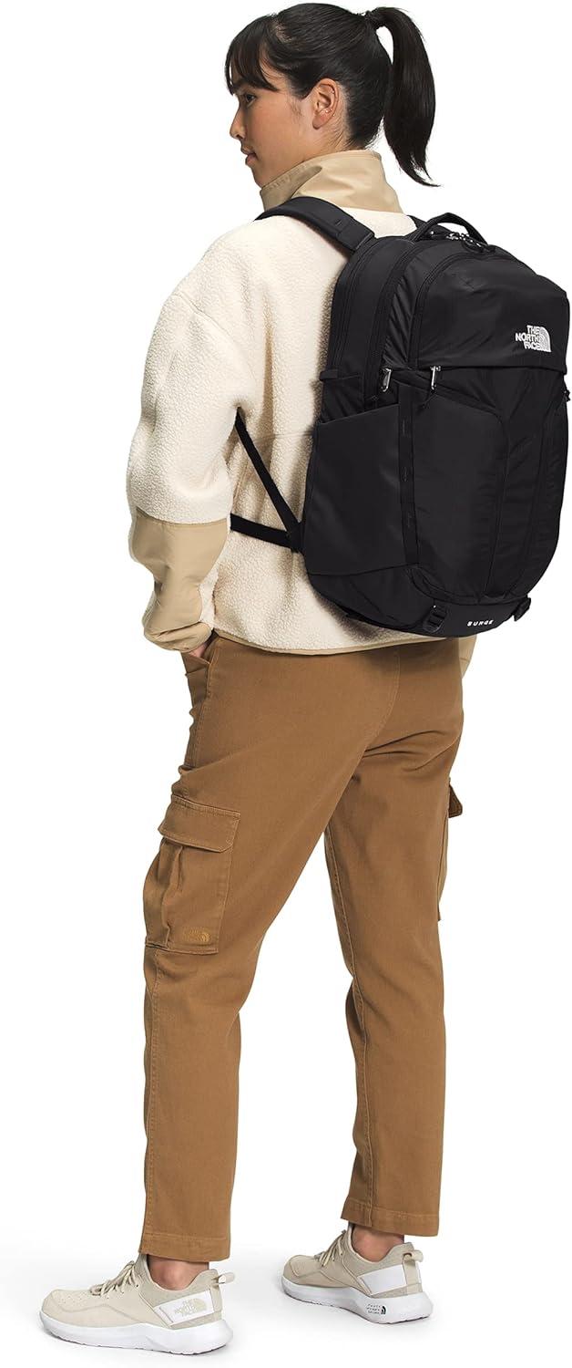 imageThe North Face Womens Surge Commuter Laptop Backpack Everyday Travel Bag with 16quot Laptop Sleeve WaterRepellent Finish WomenSpecific Fit TNF BlackTNF BlackNPF One SizeTnf BlackTnf Black