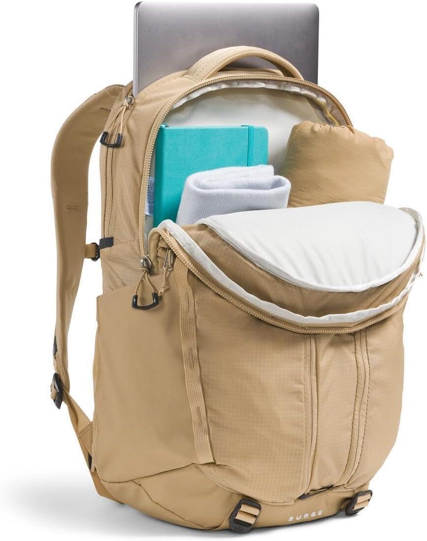 imageThe North Face Womens Surge Commuter Laptop Backpack Everyday Travel Bag with 16quot Laptop Sleeve WaterRepellent Finish WomenSpecific Fit TNF BlackTNF BlackNPF One SizeKhaki Stone