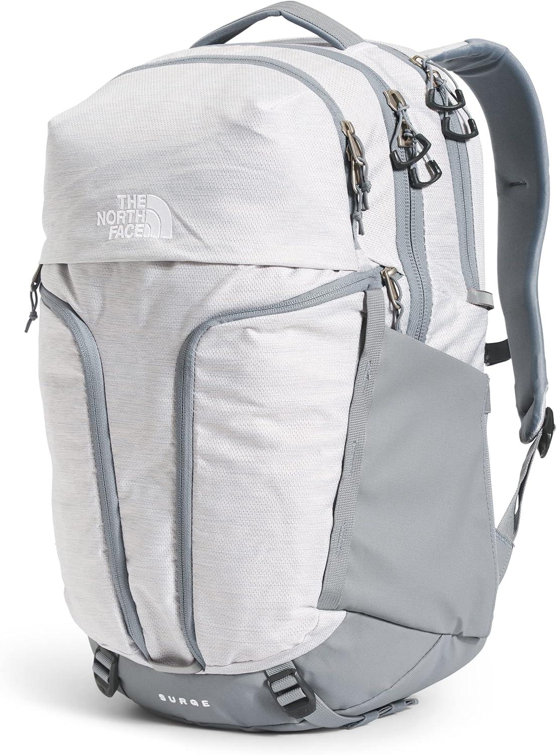 imageThe North Face Womens Surge Commuter Laptop Backpack Everyday Travel Bag with 16quot Laptop Sleeve WaterRepellent Finish WomenSpecific Fit TNF BlackTNF BlackNPF One SizeTnf White Metallic MlangeMid Grey