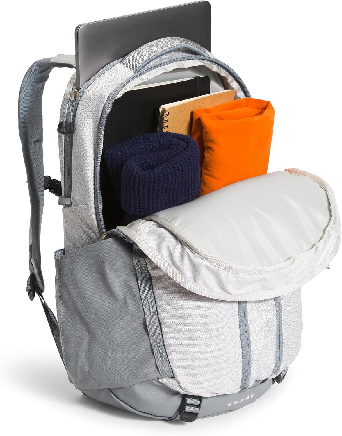 imageThe North Face Womens Surge Commuter Laptop Backpack Everyday Travel Bag with 16quot Laptop Sleeve WaterRepellent Finish WomenSpecific Fit TNF BlackTNF BlackNPF One SizeTnf White Metallic MlangeMid Greynpf