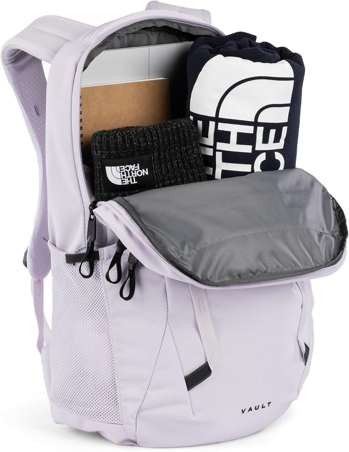 imageThe North Face Womens Vault Everyday Laptop Backpack Commuter Travel Bag with WaterRepellent Finish Spacious Main Compartment Slate MossWhite Dune One SizeLavendaer Fog