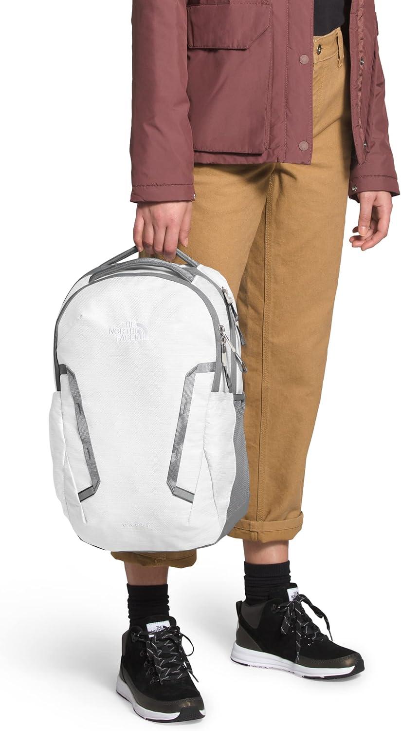 imageThe North Face Womens Vault Everyday Laptop Backpack Commuter Travel Bag with WaterRepellent Finish Spacious Main Compartment Slate MossWhite Dune One SizeTnf White Metallic MelangeMid Grey