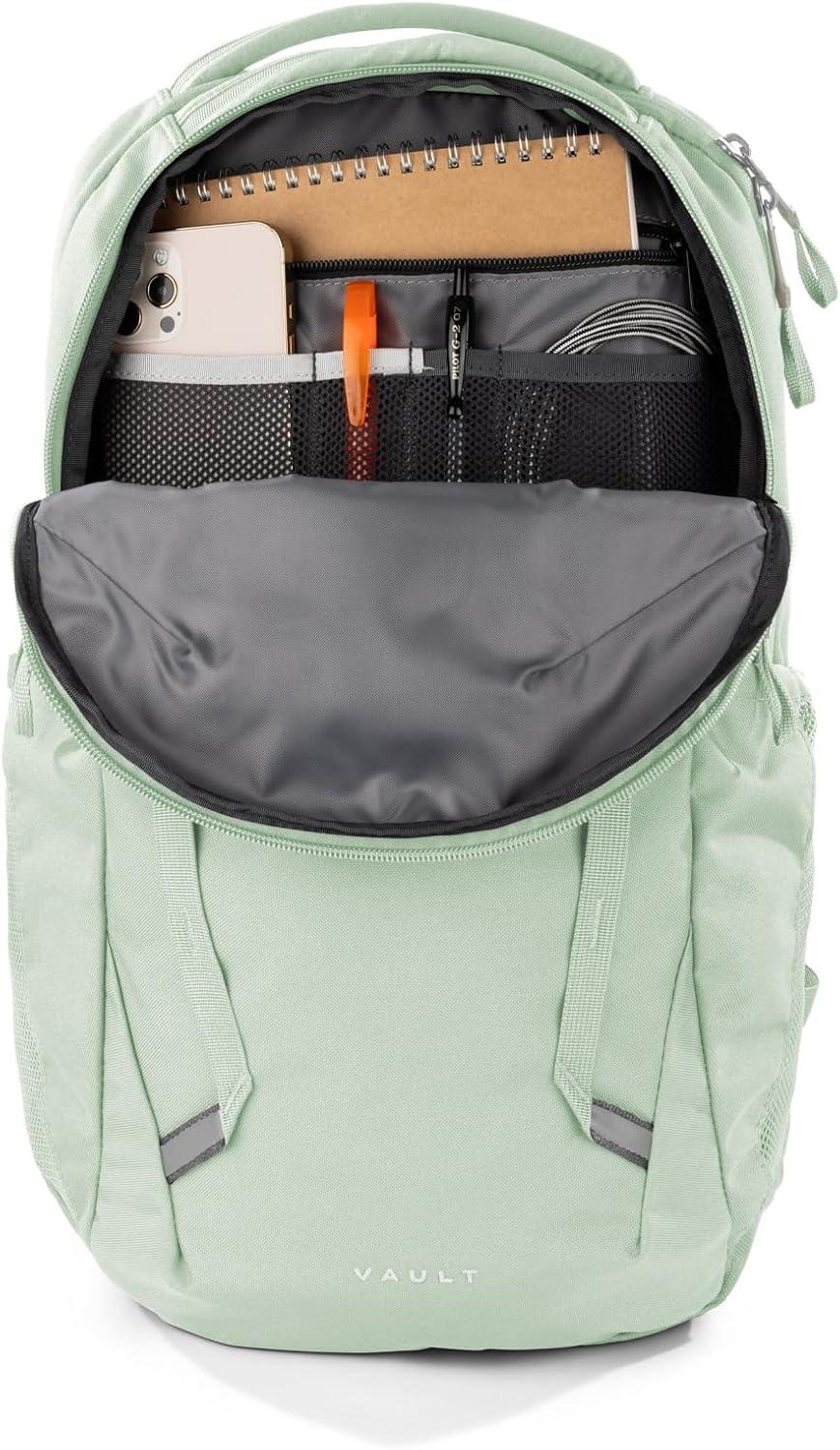 imageThe North Face Womens Vault Everyday Laptop Backpack Commuter Travel Bag with WaterRepellent Finish Spacious Main Compartment Slate MossWhite Dune One SizeMisty Sage