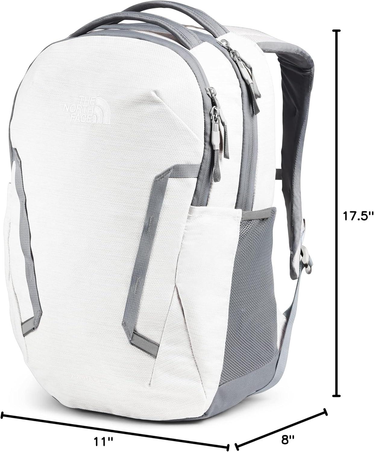 imageThe North Face Womens Vault Everyday Laptop Backpack Commuter Travel Bag with WaterRepellent Finish Spacious Main Compartment Slate MossWhite Dune One SizeTnf White Metallic MelangeMid Grey