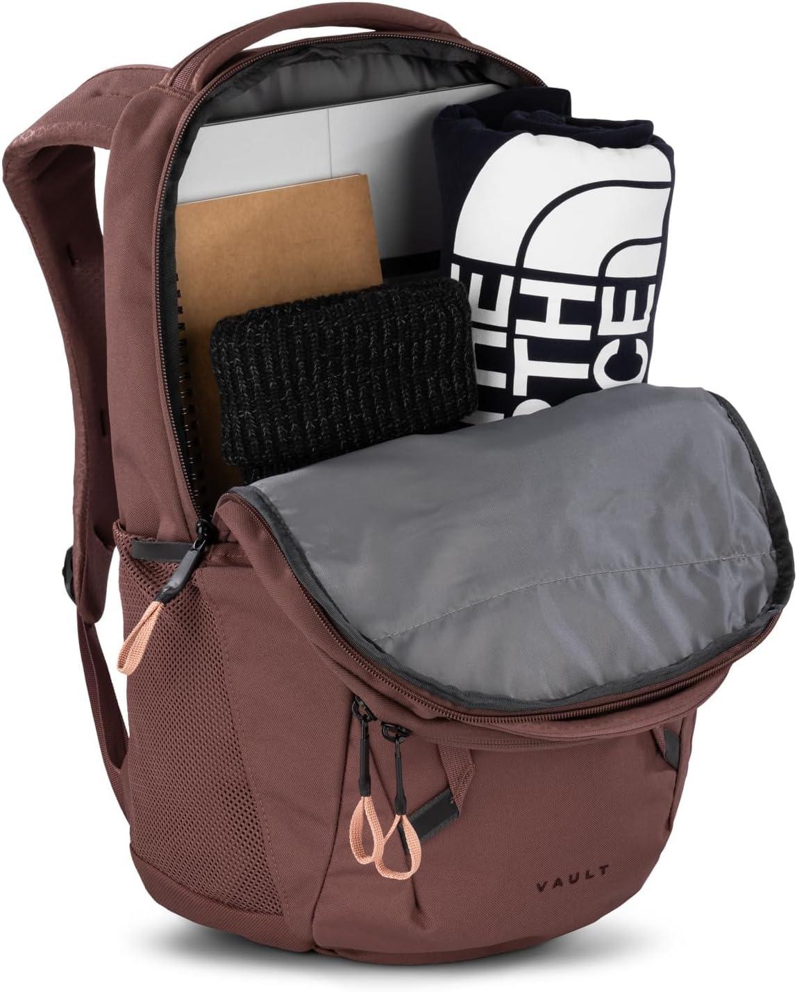 imageThe North Face Womens Vault Everyday Laptop Backpack Commuter Travel Bag with WaterRepellent Finish Spacious Main Compartment Slate MossWhite Dune One SizeMarron PurplePink Clay Npf