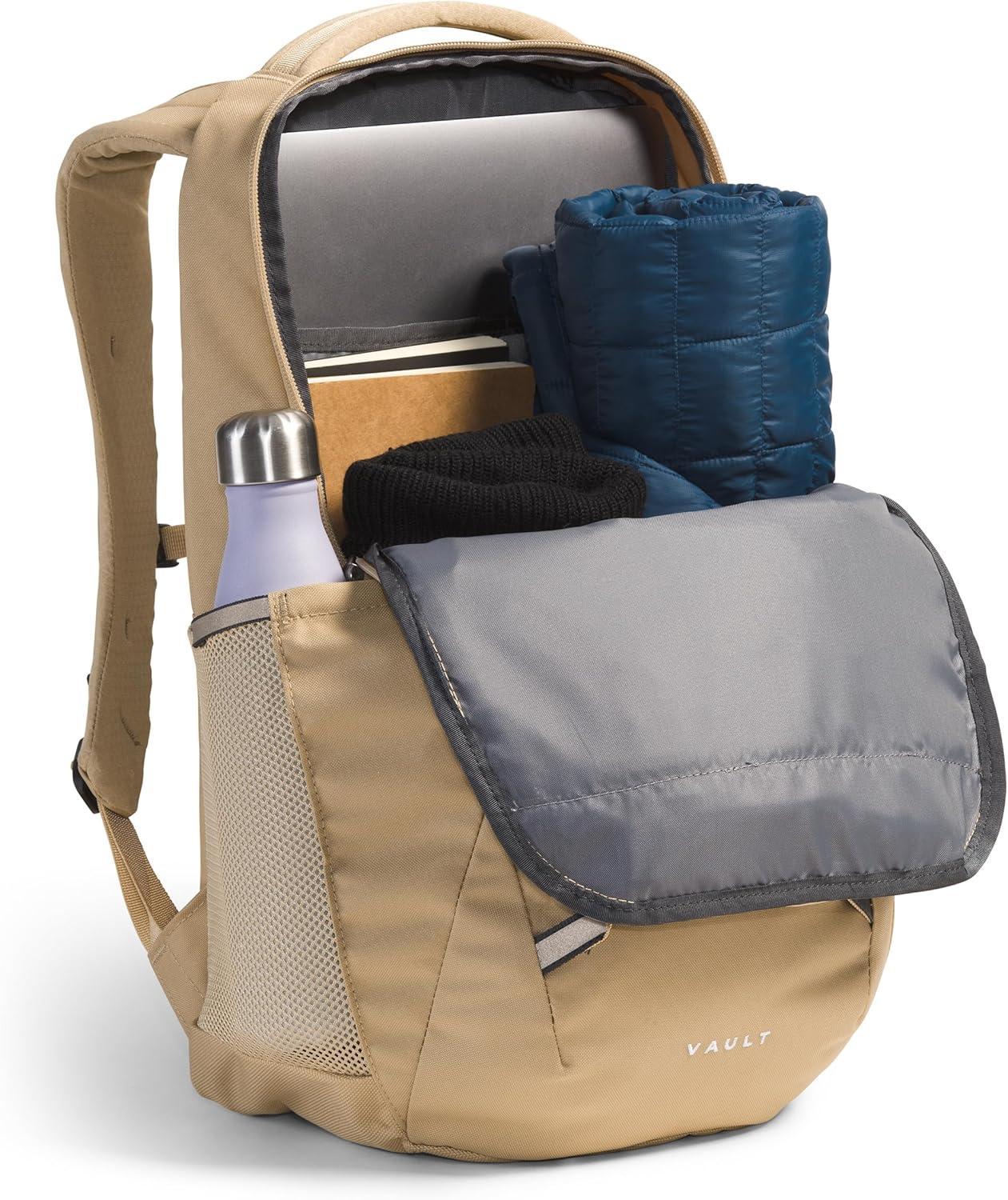 imageThe North Face Womens Vault Everyday Laptop Backpack Commuter Travel Bag with WaterRepellent Finish Spacious Main Compartment Slate MossWhite Dune One SizeKhaki Stone