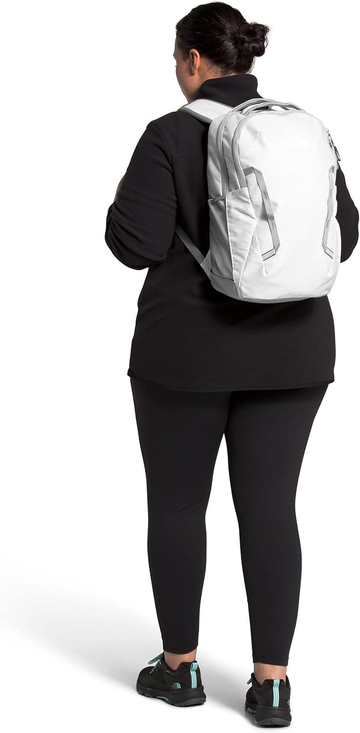 imageThe North Face Womens Vault Everyday Laptop Backpack Commuter Travel Bag with WaterRepellent Finish Spacious Main Compartment Slate MossWhite Dune One SizeTnf White Metallic MelangeMid Grey