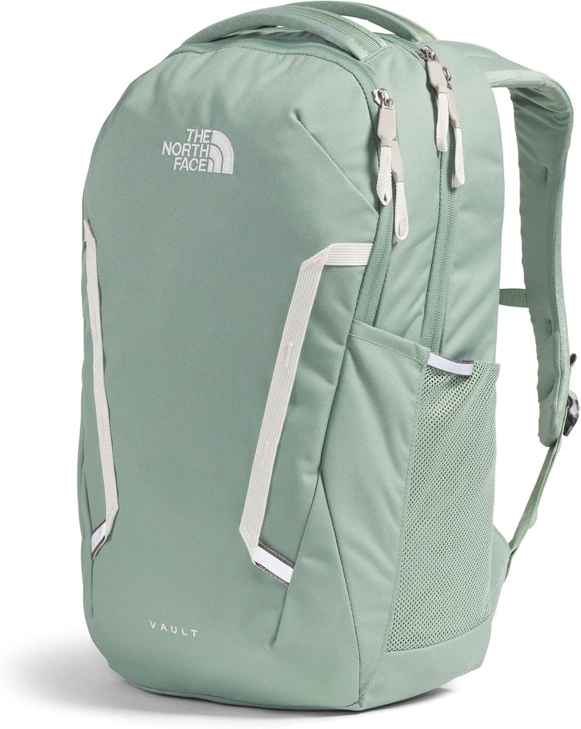 imageThe North Face Womens Vault Everyday Laptop Backpack Commuter Travel Bag with WaterRepellent Finish Spacious Main Compartment Slate MossWhite Dune One SizeSlate MossWhite Dune