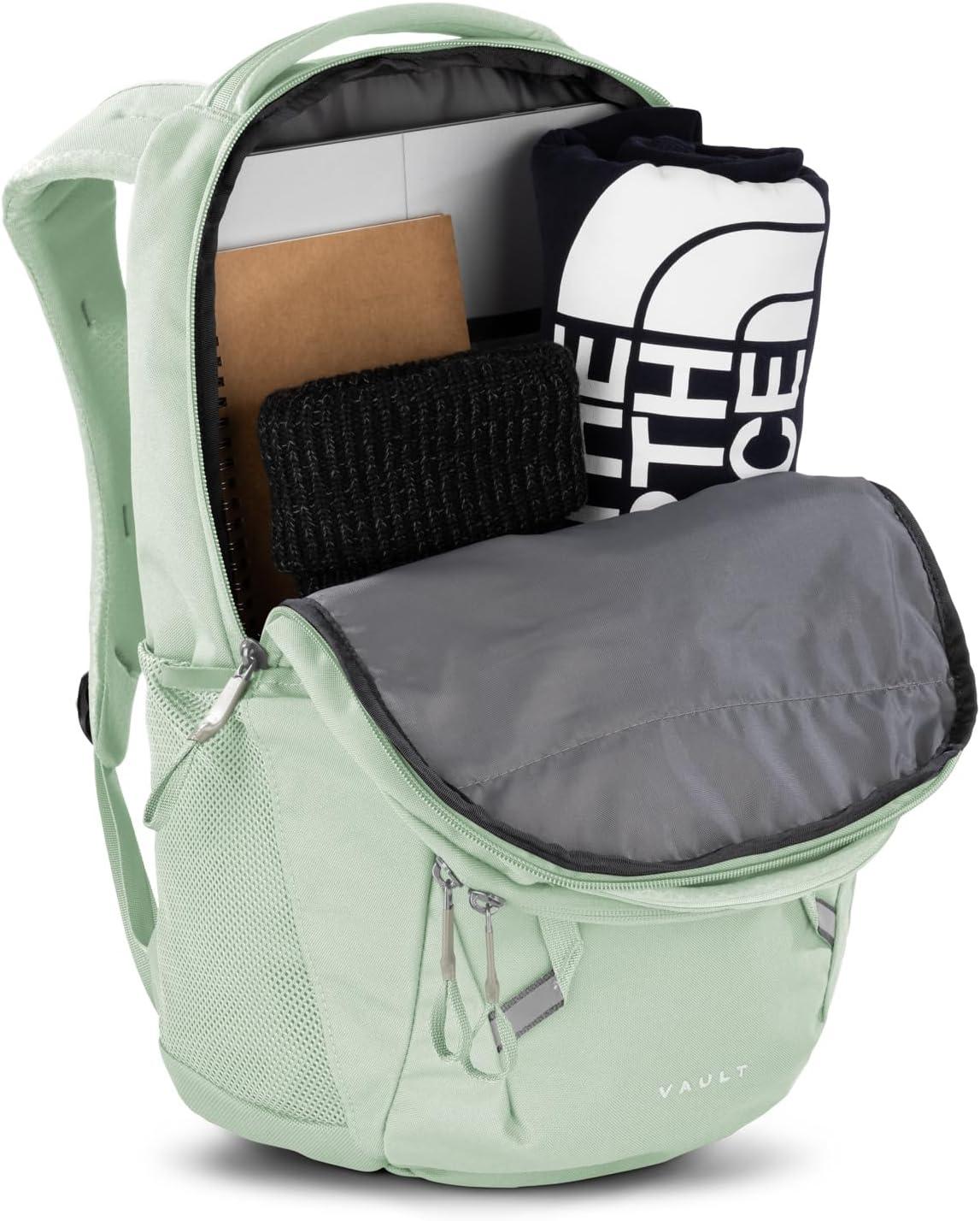 imageThe North Face Womens Vault Everyday Laptop Backpack Commuter Travel Bag with WaterRepellent Finish Spacious Main Compartment Slate MossWhite Dune One SizeMisty Sage