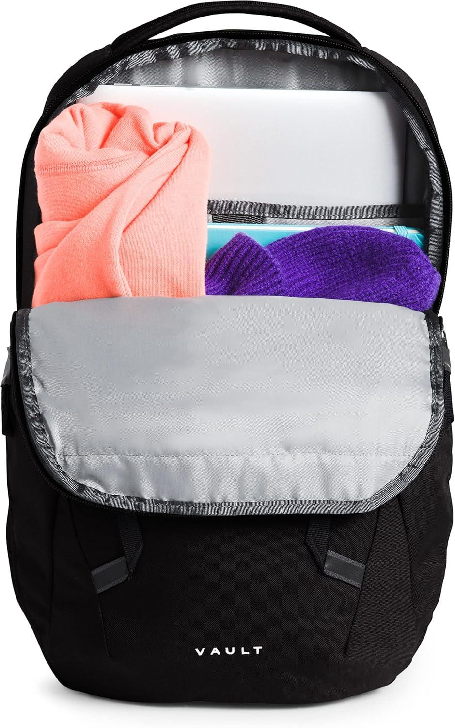 imageThe North Face Womens Vault Everyday Laptop Backpack Commuter Travel Bag with WaterRepellent Finish Spacious Main Compartment Slate MossWhite Dune One SizeTnf Black