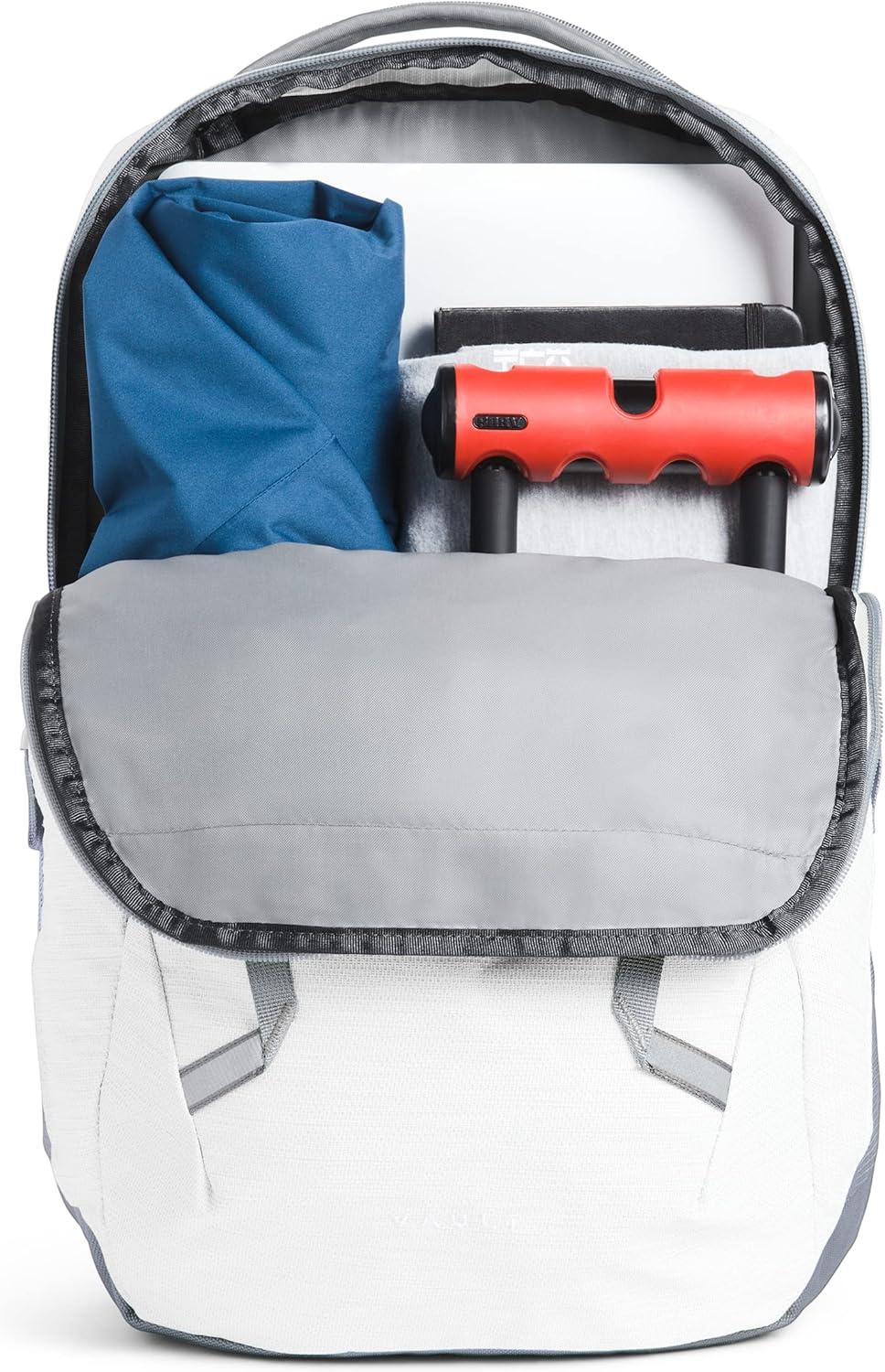 imageThe North Face Womens Vault Everyday Laptop Backpack Commuter Travel Bag with WaterRepellent Finish Spacious Main Compartment Slate MossWhite Dune One SizeTnf White Metallic MelangeMid Grey