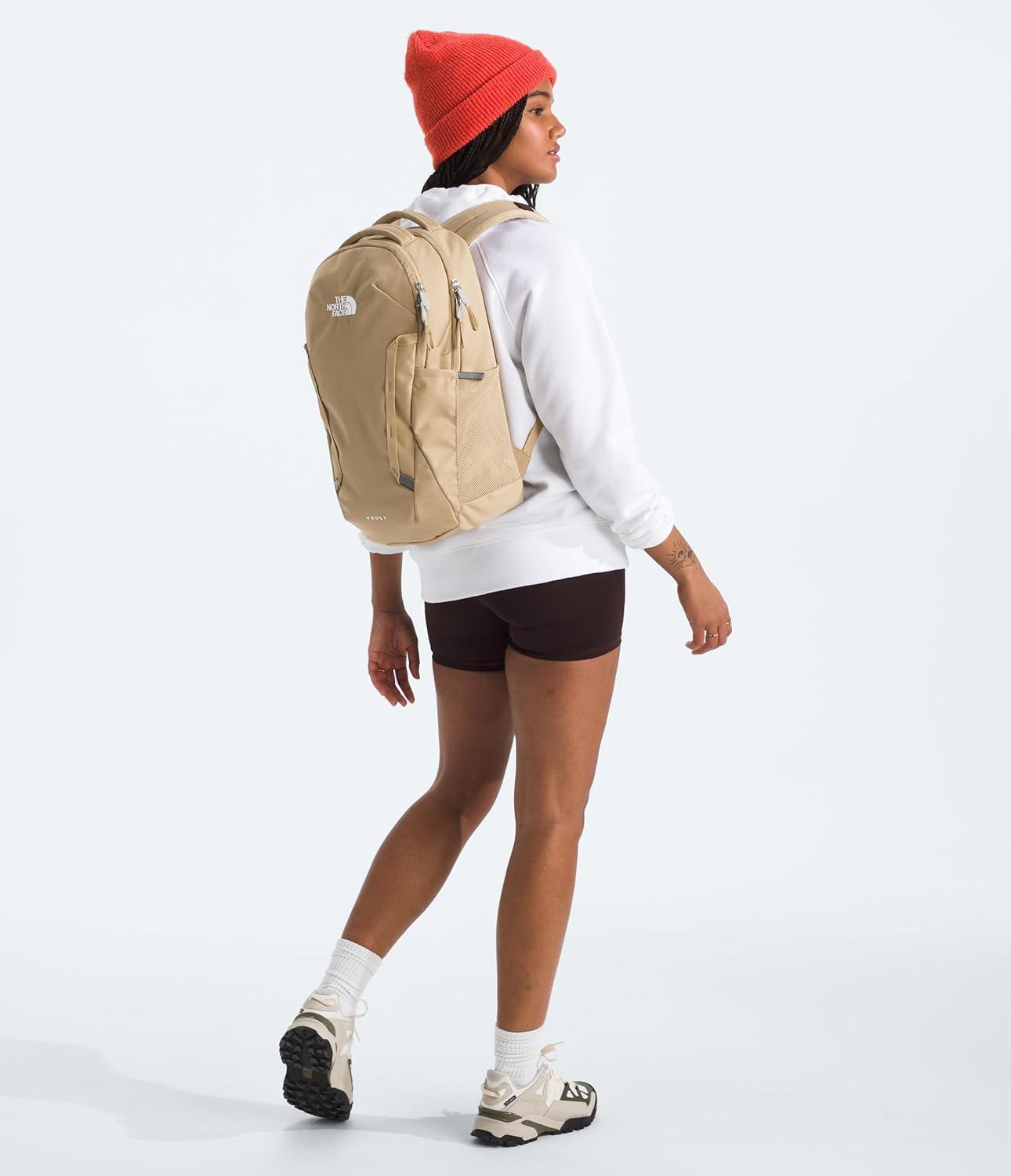 imageThe North Face Womens Vault Everyday Laptop Backpack Commuter Travel Bag with WaterRepellent Finish Spacious Main Compartment Slate MossWhite Dune One SizeKhaki Stone