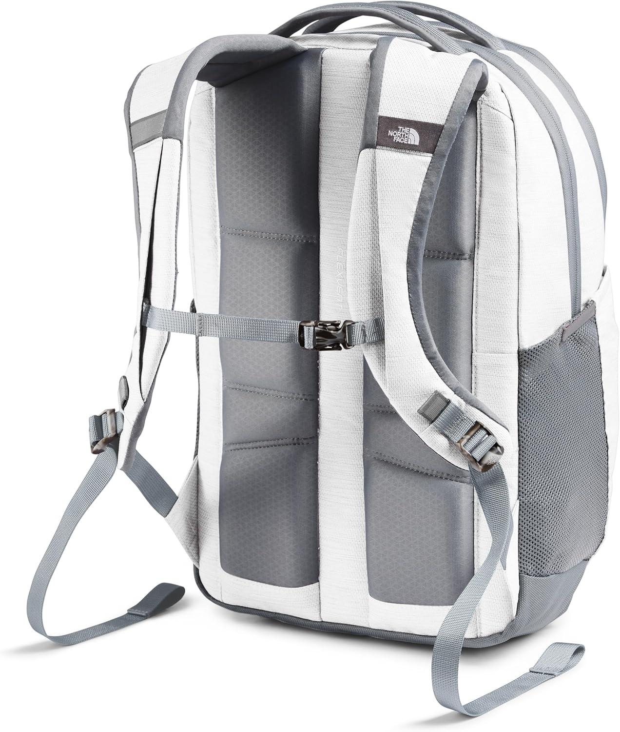 imageThe North Face Womens Vault Everyday Laptop Backpack Commuter Travel Bag with WaterRepellent Finish Spacious Main Compartment Slate MossWhite Dune One SizeTnf White Metallic MlangeMid Greynpf