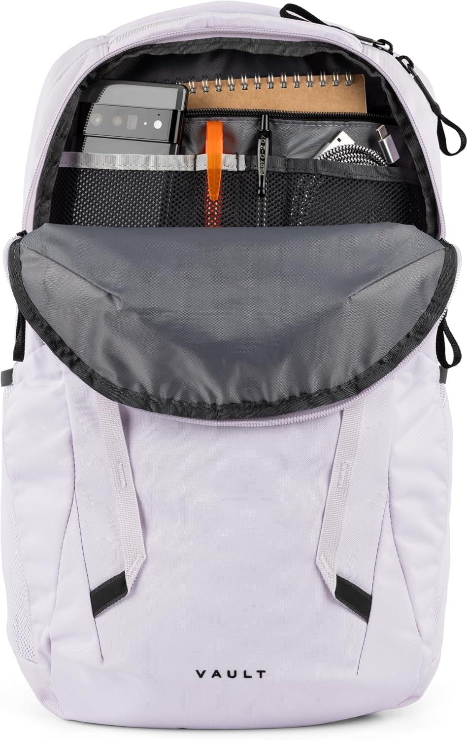 imageThe North Face Womens Vault Everyday Laptop Backpack Commuter Travel Bag with WaterRepellent Finish Spacious Main Compartment Slate MossWhite Dune One SizeLavendaer Fog