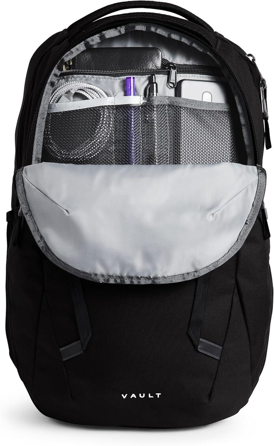 imageThe North Face Womens Vault Everyday Laptop Backpack Commuter Travel Bag with WaterRepellent Finish Spacious Main Compartment Slate MossWhite Dune One SizeTnf Blacknpf