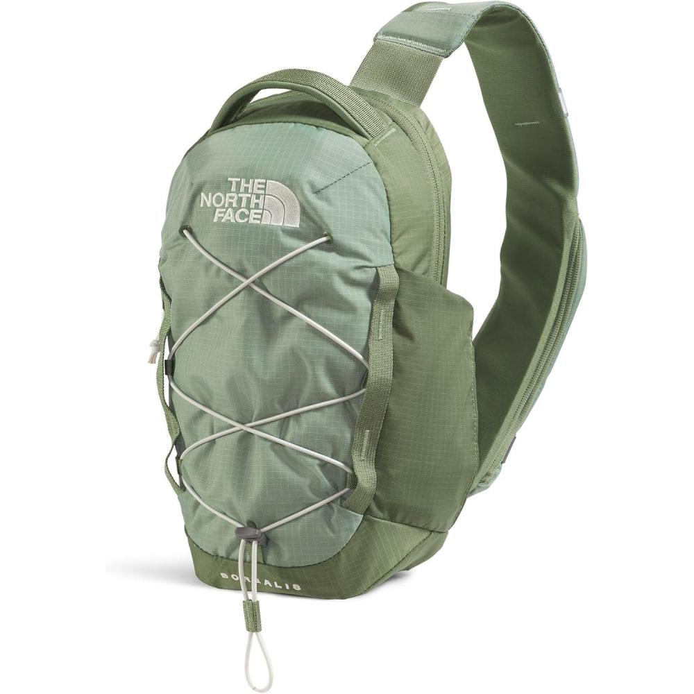 imageTHE NORTH FACE Borealis SIing Bag Crossbody Adjustable Strap Water Repellent Finish Multiple Compartments Tablet SleeveSlate MossBark Mist