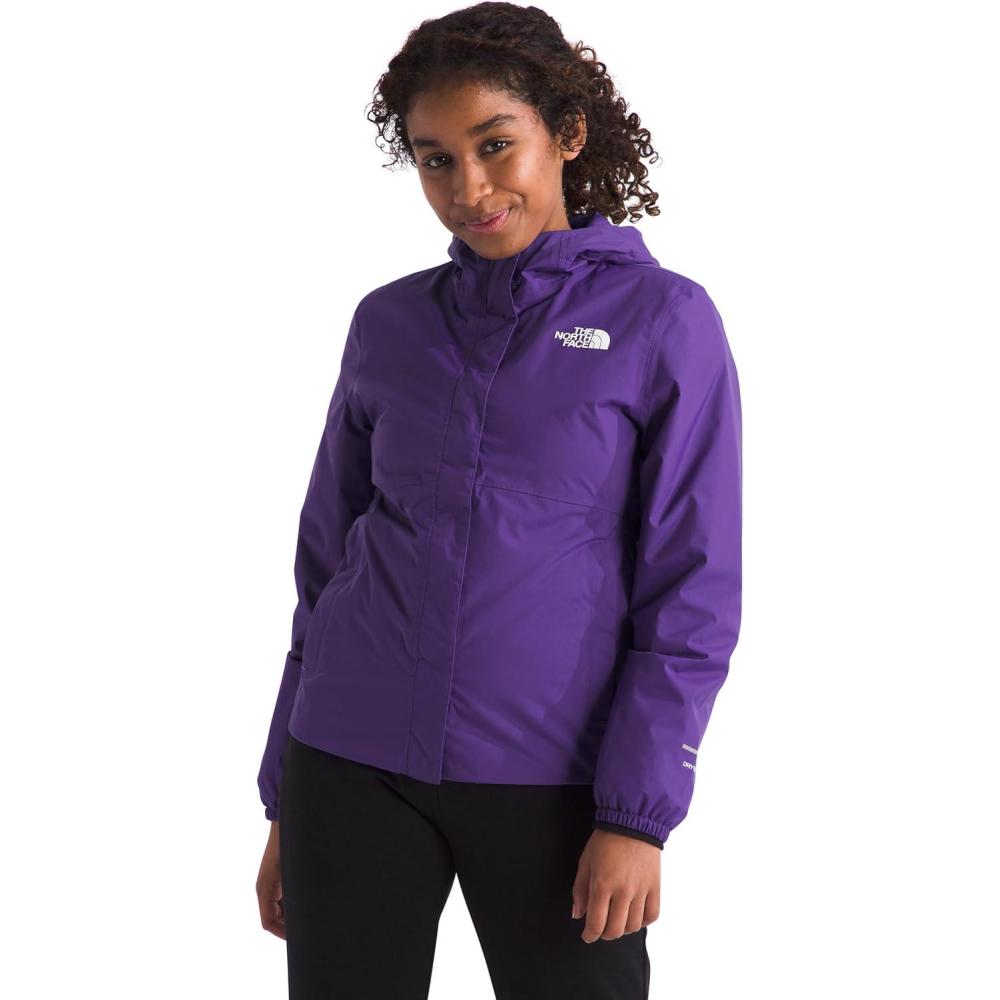 imageTHE NORTH FACE Girls Antora Rain Jacket Waterproof Breathable 3piece Hood Secure Zip Hand PocketPeak Purple