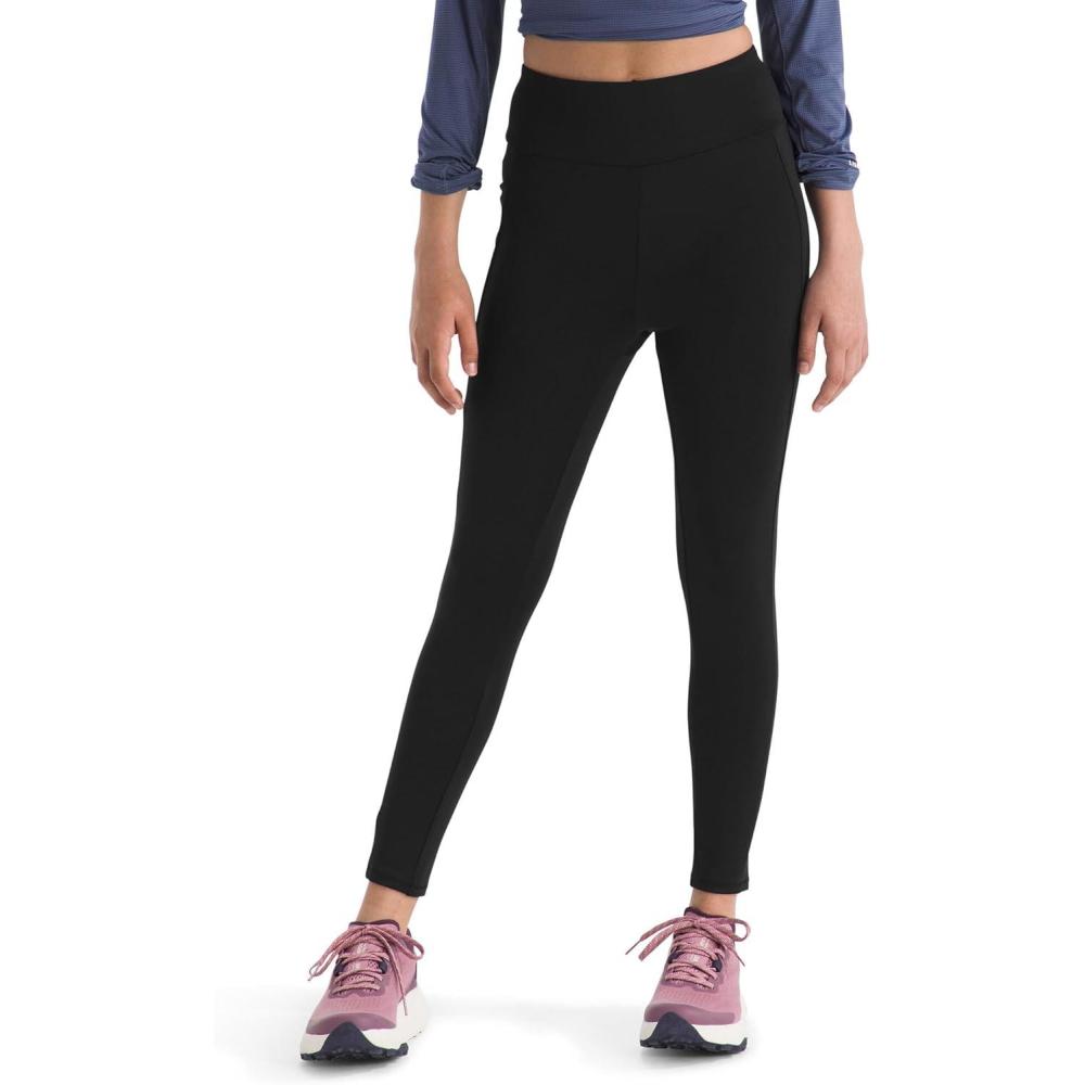 imageTHE NORTH FACE Girls Never Stop Tights Athletic Leggings for Kids Moisture Wicking Fabric Media Pocket Wide WaistbandTnf BlackTnf Black