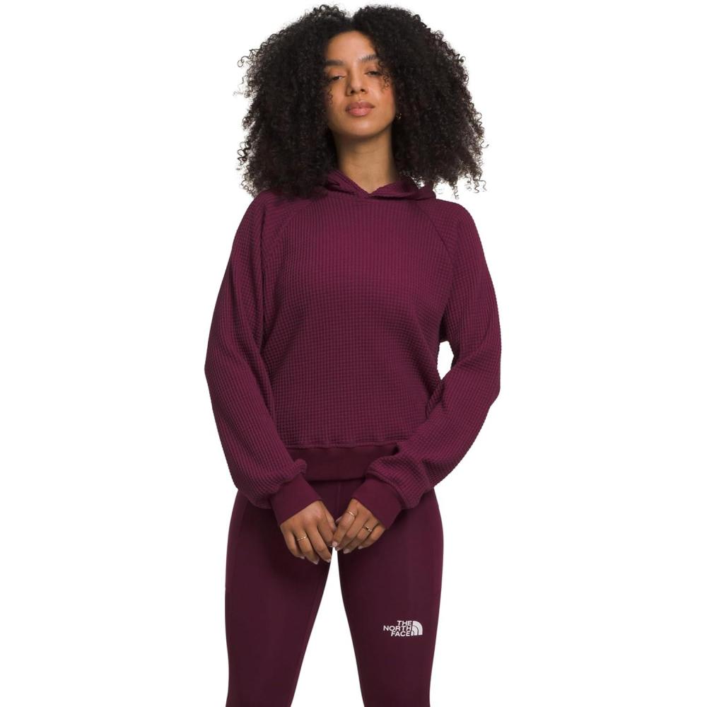 imageTHE NORTH FACE womens Chabot Hoodie  2 Piece Hood With Front Overlap Rib Knit Cuffs ampamp Hem Raglan Sleeves ampamp Logo Flag LabelBoysenberry