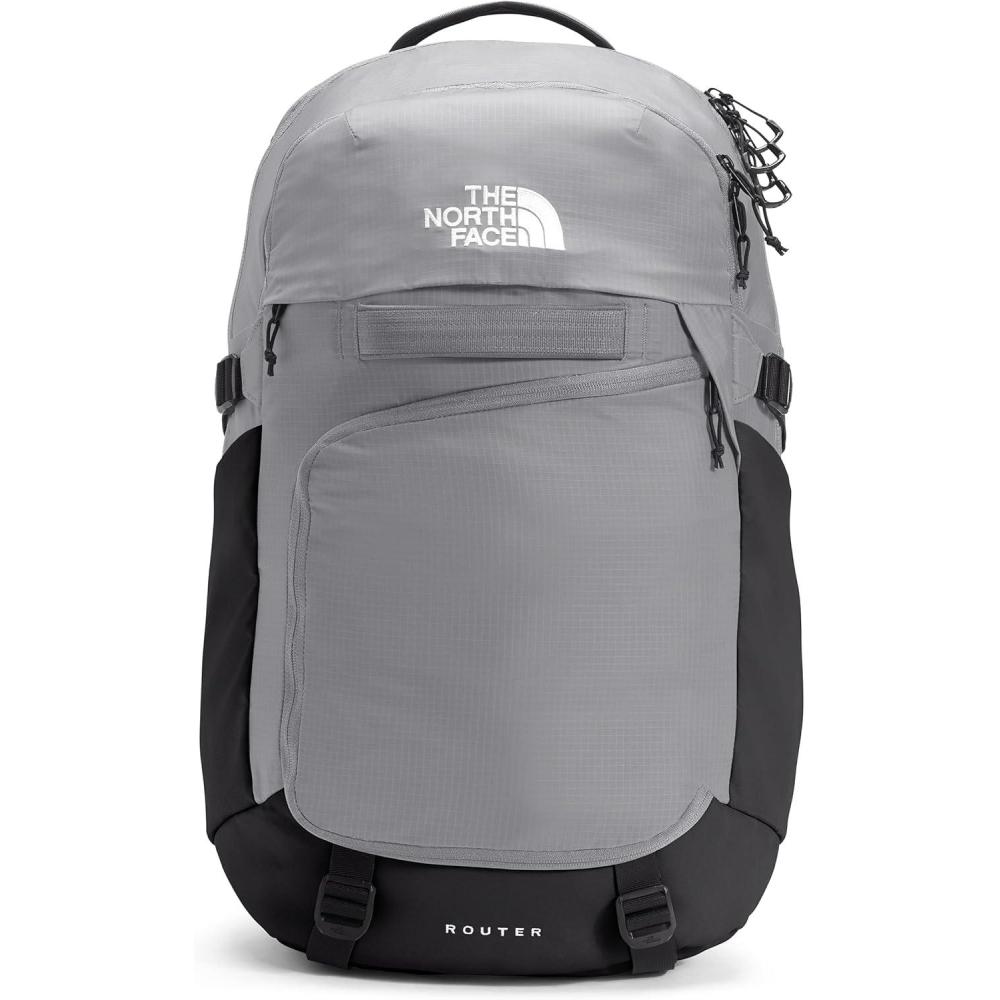 imageThe North Face Router Everyday Laptop Backpack  Daypack with Water Repellent Finish 17quot Laptop Sleeve Reflective Details Asphalt Grey Light HeatherTNF BlackNPF One SizeMeld GreyTnf Black