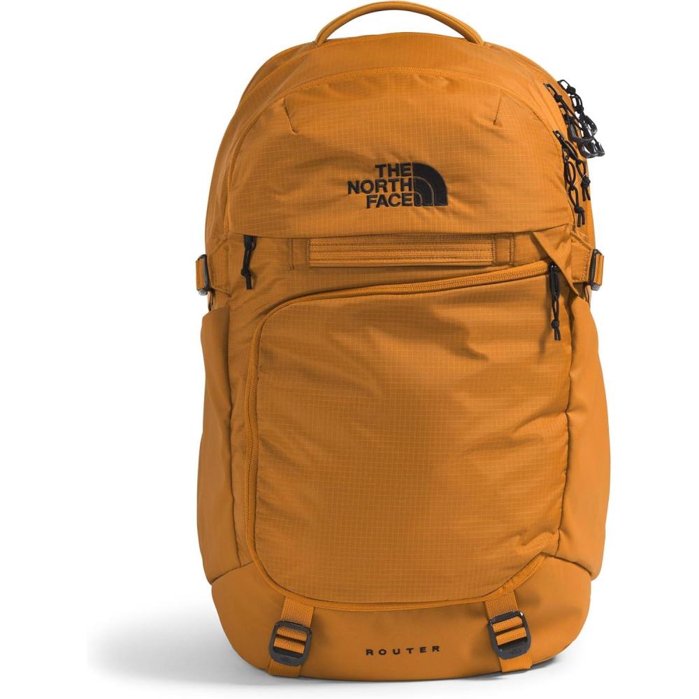 imageThe North Face Router Everyday Laptop Backpack Daypack with Water Repellent Finish 17quot Laptop Sleeve Reflective Details Asphalt Grey Light HeatherTNF BlackNPF One SizeTimber Tan