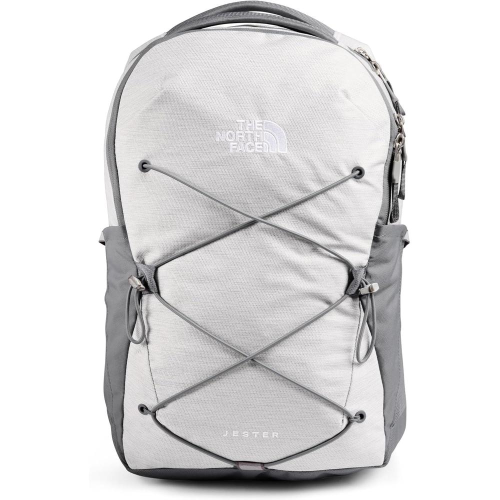 imageThe North Face Womens Jester Everyday Laptop Backpack  Commuter Travel Bag with Laptop Sleeve WaterRepellent Finish Spacious Compartment Steel Blue One SizeTnf White Metallic MlangeMid Greynpf