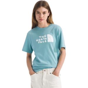 The North FACE Womens Evolution Sketch Logo Half Dome Short-Sleeve Tee | Regular Fit Cotton Shirt with Logo Graphic(Blue Eclipse)